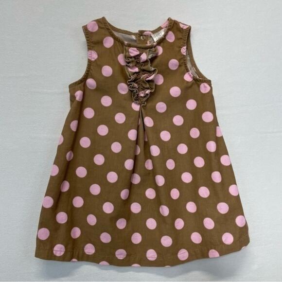 Carter’s Polka Dot Dress Brown Pink Corduroy Size 18 Months - Picture 3 of 7